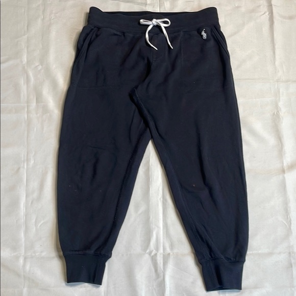 POLO RALPH LAUREN Black Jogger Pants with White Drawstring - Picture 1 of 9